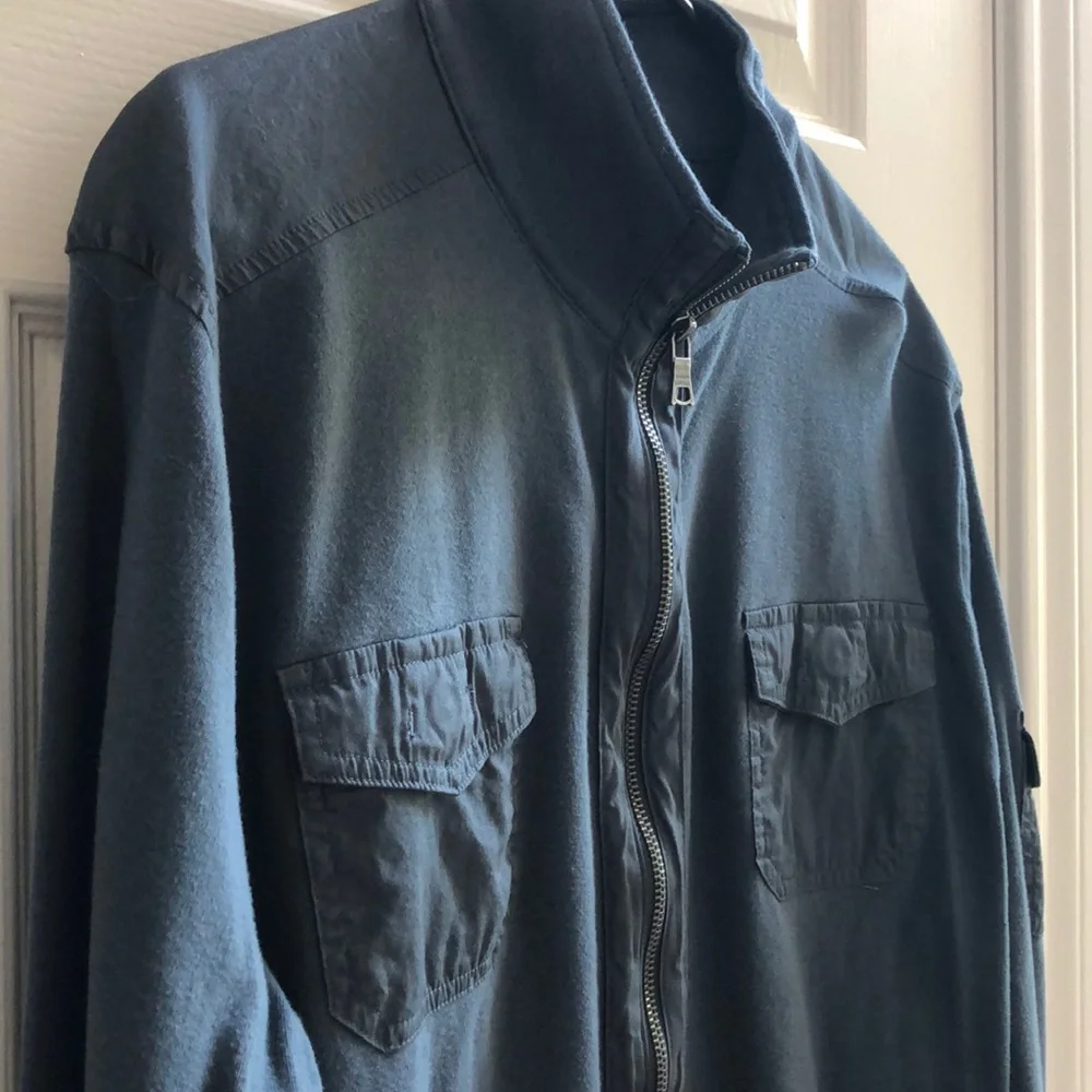 Banana Republic Men's Zip-Up Sweater Bluish Grey Cargo Utility Jacket Size Large
